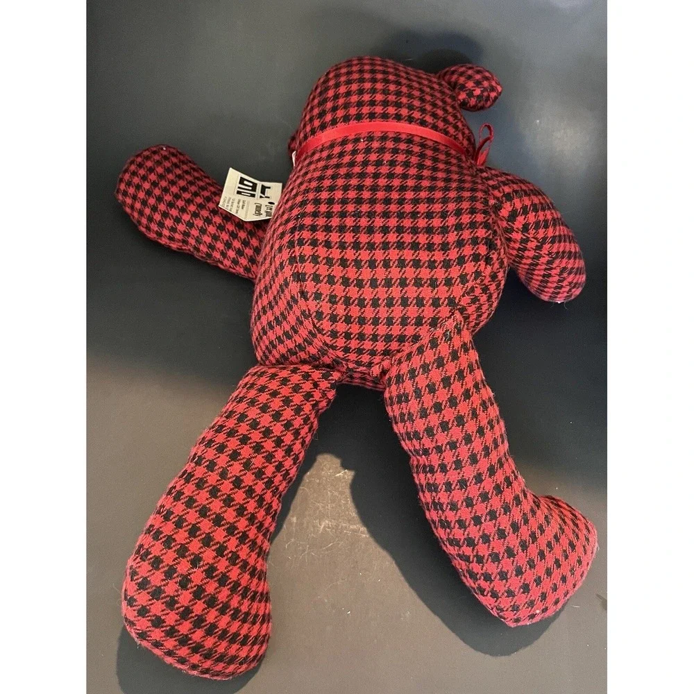 Custom Teddy Bear Red Black Flannel With Original Tag From Creator
